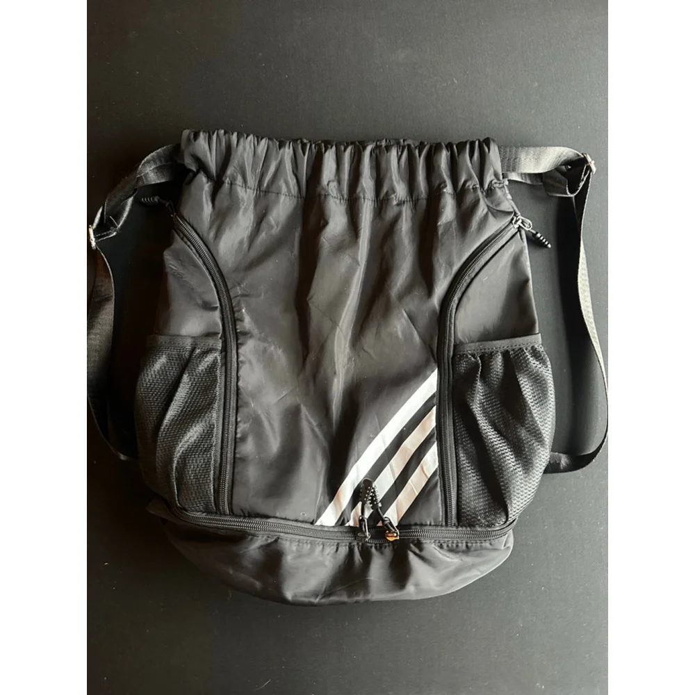 Basketball Black & White Drawstring Backpack - Picture 2 of 8